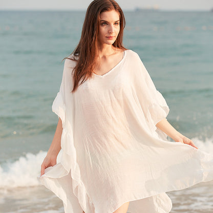 Traje de baño irregular para mujer, informal, para vacaciones en la playa, con estampado de murciélago