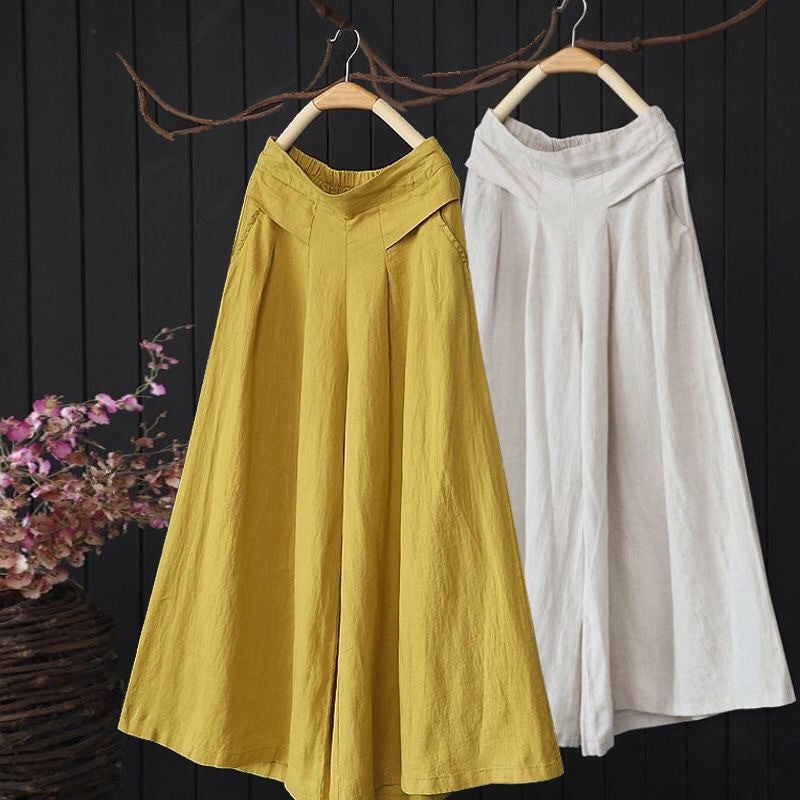 Women Casual elegant Summer Loose Solid Color Wide Leg Pants