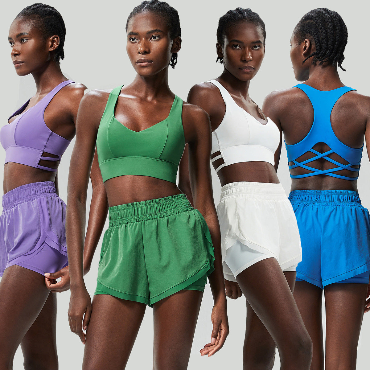 Women Casual Solid Color Sports Fitness Quick-Drying Top Tennis Yoga Pants Two-Piece Set