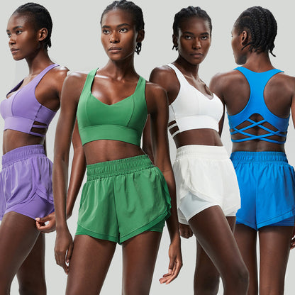 Women Casual Solid Color Sports Fitness Quick-Drying Top Tennis Yoga Pants Two-Piece Set