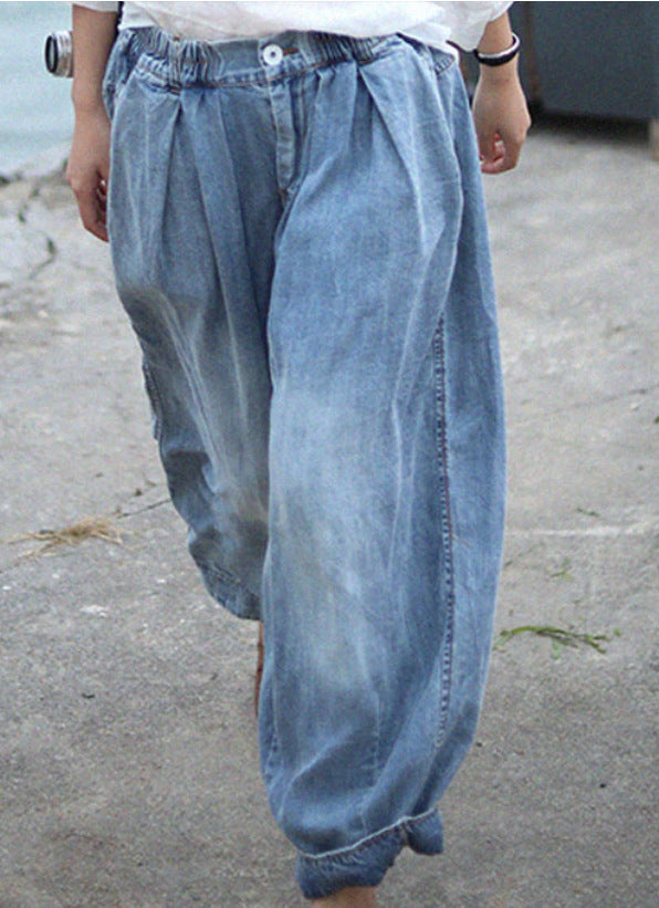 Women'S Fashion Vintage Casual Floral Embroidery Loose Jeans