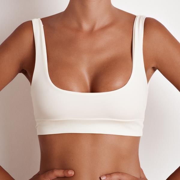 Traje de baño de dos piezas informal de moda de color sólido para mujer