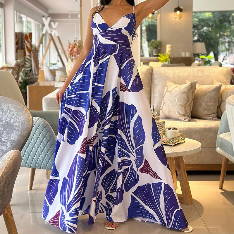 Vestido camisola informal de playa con estampado floral holgado para mujer
