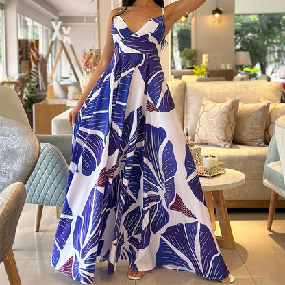 Vestido camisola informal de playa con estampado floral holgado para mujer