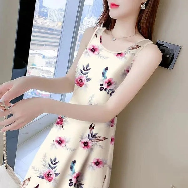 Summer Casual Women Floral Print Sleeveless Dress