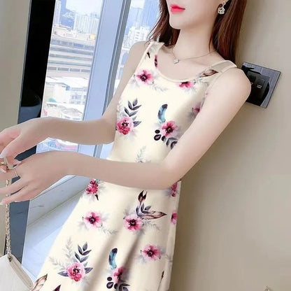 Summer Casual Women Floral Print Sleeveless Dress