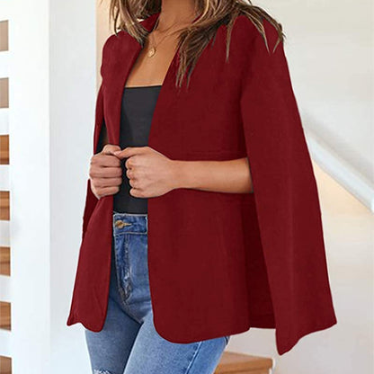 Chaqueta tipo capa de color liso informal a la moda para mujer