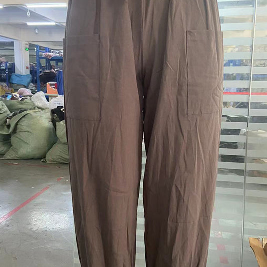 Pantalones cortos de algodón con botones y cintura alta holgados para mujer, informales, de talla grande