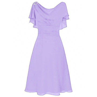 Women Fashion Casual Chiffon Solid Color Off-Shoulder Dress