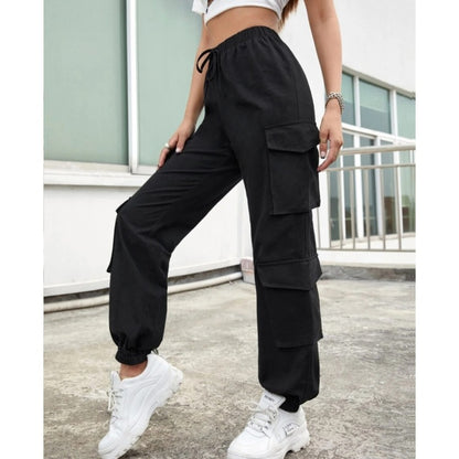 Women Solid Color Elastic High Waist Loose Casual Sports Pants