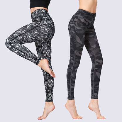 Women Casual High Waist Floral Printed Quick Drying Camouflage Yoga Leggings