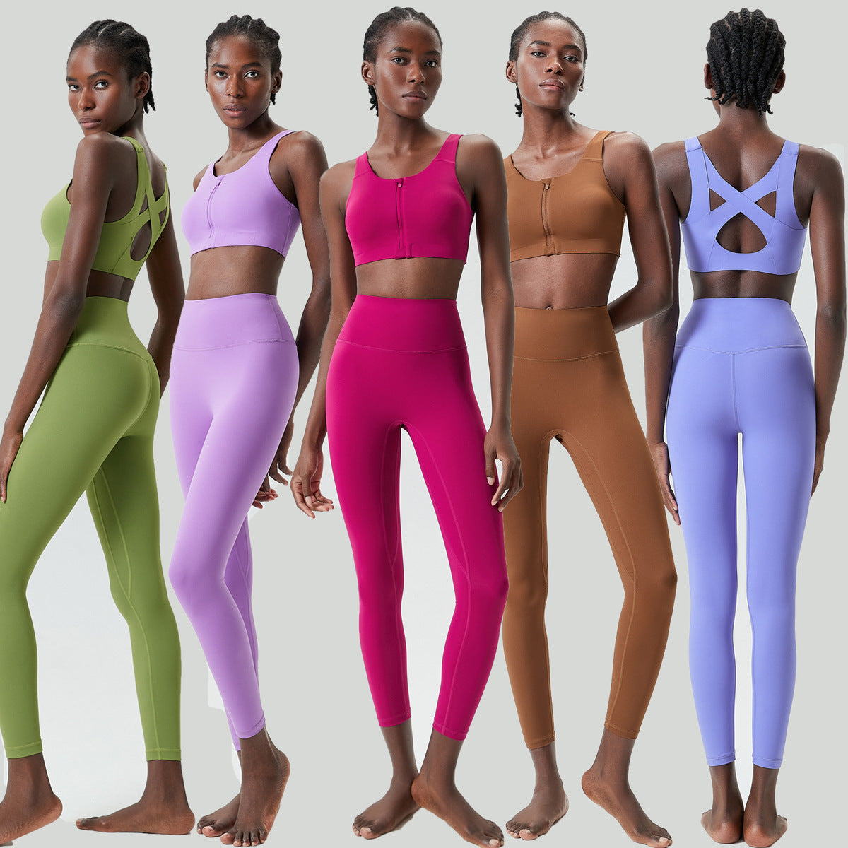 Conjunto de dos piezas de pantalones de yoga ajustados para mujer, informales, de color sólido, a prueba de golpes, para correr y fitness