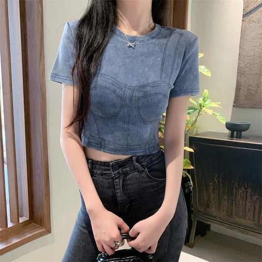 Camiseta de manga corta con estampado casual de moda para mujer