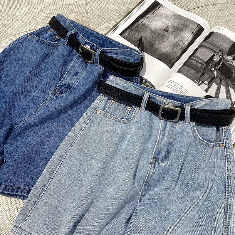 Pantalones cortos vaqueros informales de verano para mujer, de cintura alta, finos y de corte A