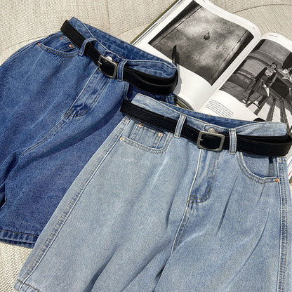 Pantalones cortos vaqueros informales de verano para mujer, de cintura alta, finos y de corte A