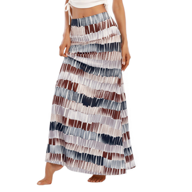 Women Casual Fashion Leopard Print Maxi Skirt