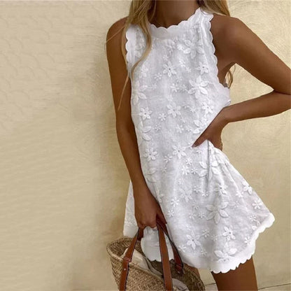 Vestido informal holgado sin mangas con estampado floral a la moda para mujer