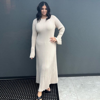 Women Casual Solid Color Long Sleeve Maxi Dress