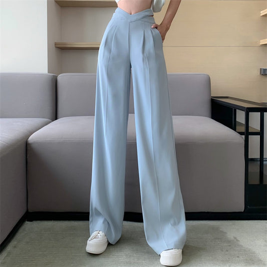 Pantalones holgados de cintura alta informales de verano de pierna ancha para mujer