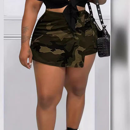 Women Fashion Casual Camouflage Pocket Shorts