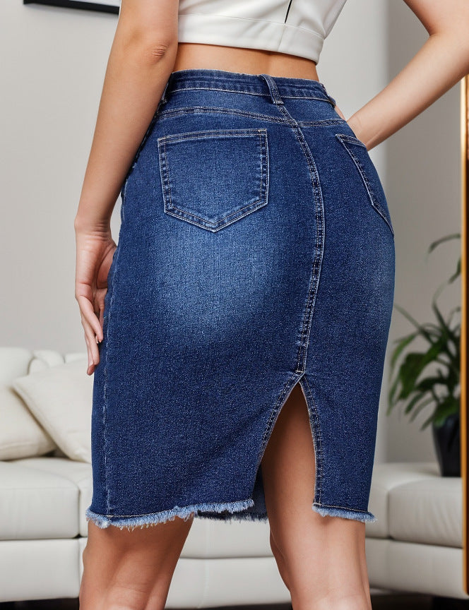 Women Fashion Casual High Waist Denim Skirt