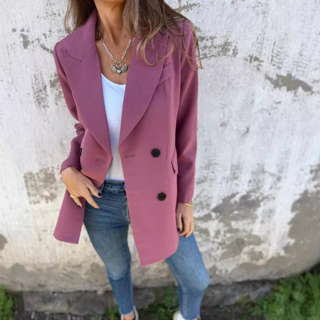 Blazer informal de manga larga con solapa para mujer