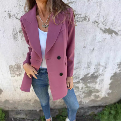Blazer informal de manga larga con solapa para mujer