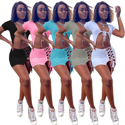 Women Casual Solid Color Hip Lifting Strapt Two Pieces Suit