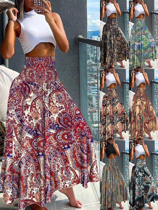 Falda holgada con estampado informal de vacaciones de verano para mujer