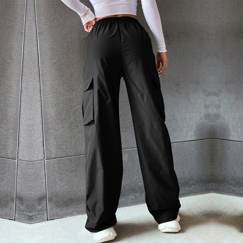 Pantalones cargo casuales de color sólido de moda urbana para mujer