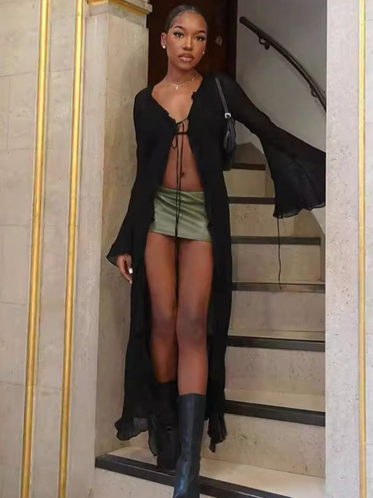 Women Fashion Casual Chiffon Cardigan Beach Long Blouse