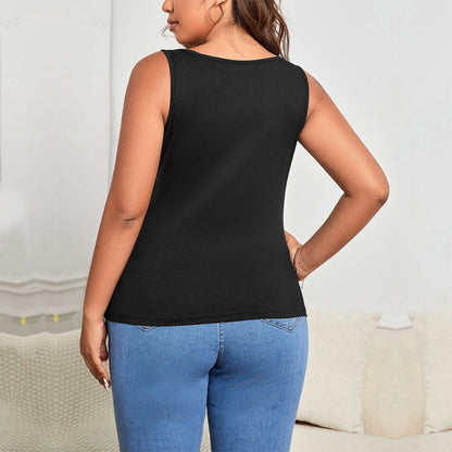 Camiseta sin mangas informal de verano para mujer, básica, de color liso, con cortes y punto acanalado.