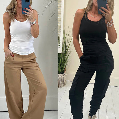 Women Simple Casual Solid Color Sleeveless Tank Top