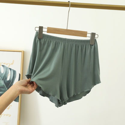 Pantalones cortos holgados con ribete en las orejas, de color liso, informales, para mujer