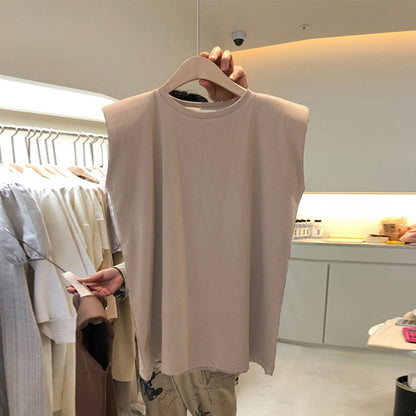 Women Casual Loose Solid Color Sleeveless Tank Top