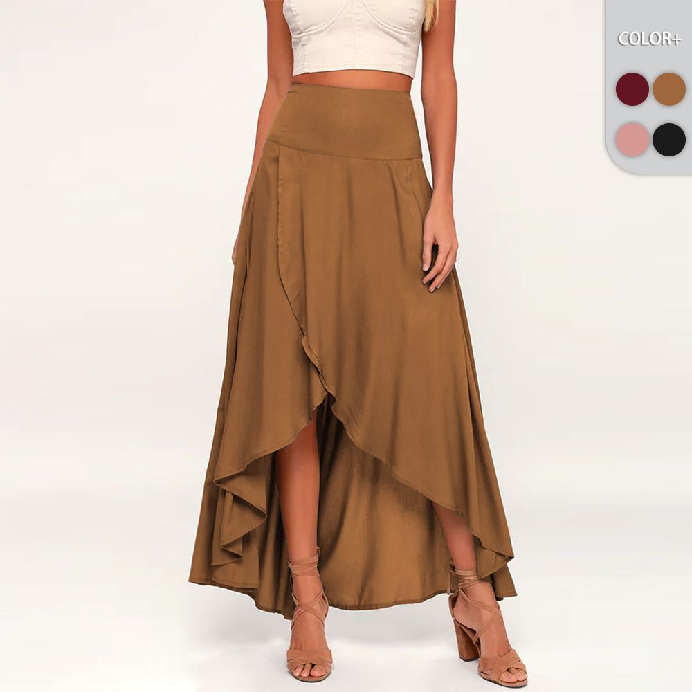 Summer Women Casual Solid Color Loose Irregular Skirt