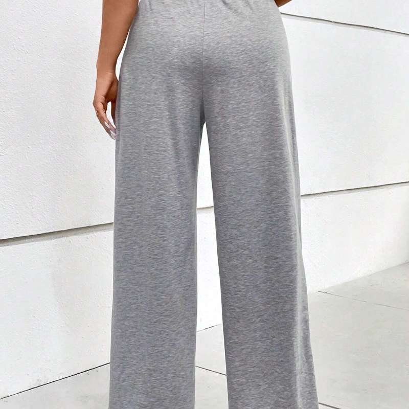 Plus Size Women Autumn Winter Elastic Waist Casual Wide Leg Pants