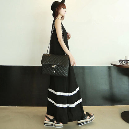 Women Casual Color Matching Sleeveless Loose Sundress