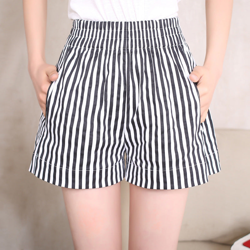 Women Summer Vacation Casual Striped Shorts