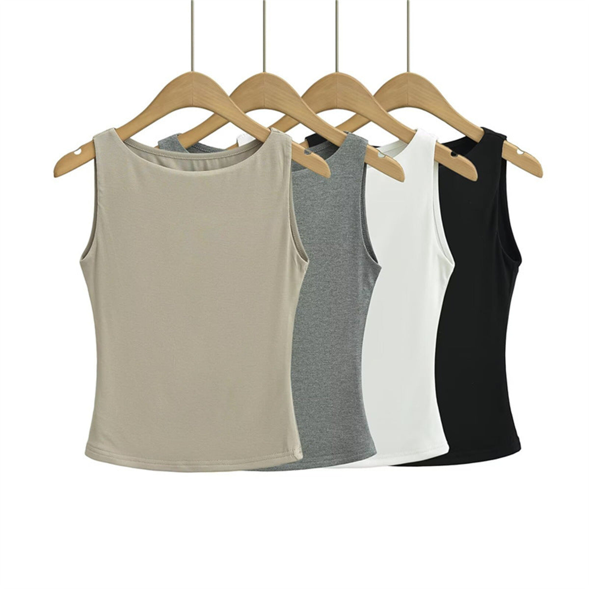 Women Casual Solid Color Sleeveless Slim-Fit Tank Top