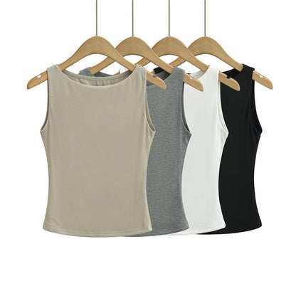 Women Casual Solid Color Sleeveless Slim-Fit Tank Top