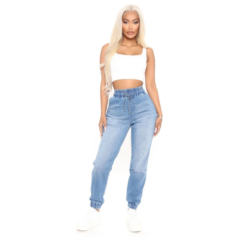 Pantalones deportivos de mezclilla elásticos casuales de moda para mujer