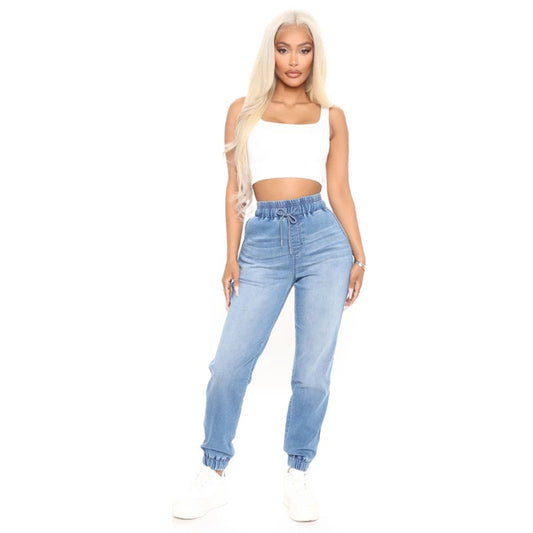 Pantalones deportivos de mezclilla elásticos casuales de moda para mujer