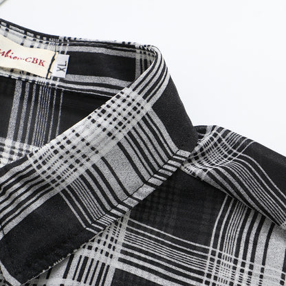 Camisa de gasa de manga larga a cuadros informal de moda de verano para mujer, talla grande