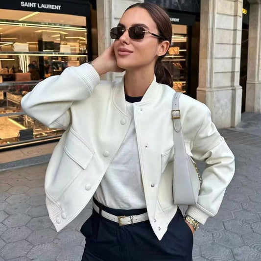 Spring And Autumn Women'S Fashion Casual Collar Large Pocket Long Sleeve Jacket Coat