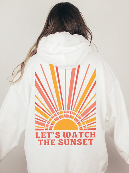 Sudadera con capucha de manga larga con estampado gráfico en la espalda, holgada e informal para mujer