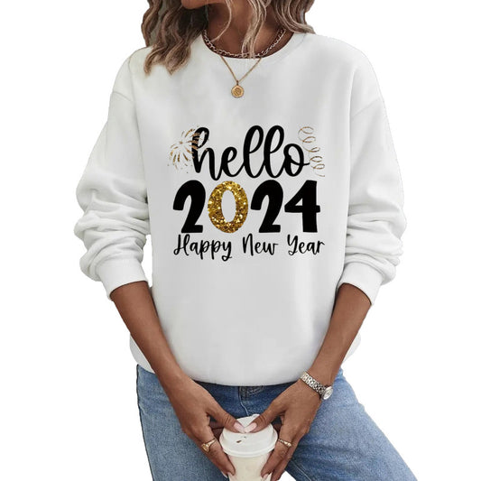Plus Size 2024 Round Neck Casual Long Sleeve Sweatshirt