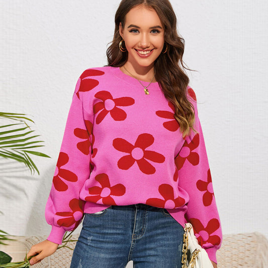 Women Casual Autumn And Winter Round Neck Knitted Sweater