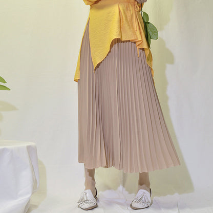 Falda larga plisada vintage para mujer, informal, de cintura alta