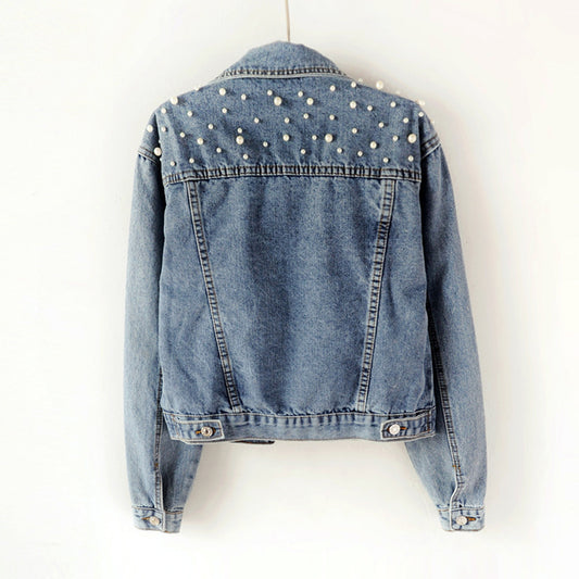 Chaqueta vaquera holgada de manga larga con botones y corte atrevido para mujer, talla grande